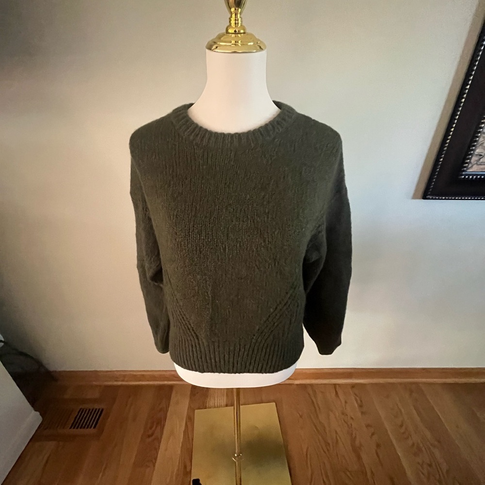 Madewell Wool-Blend Wedge Sweater Green, Black Womans Med